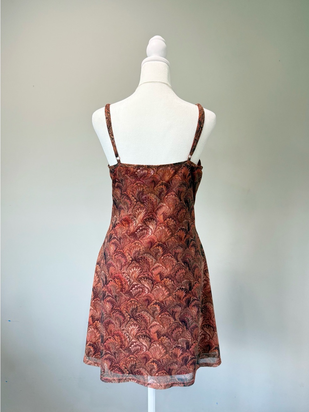 Urban Outfitters Orange Brown Lace Mesh Abstract Swirl Mini Dress - Picture 2 of 5